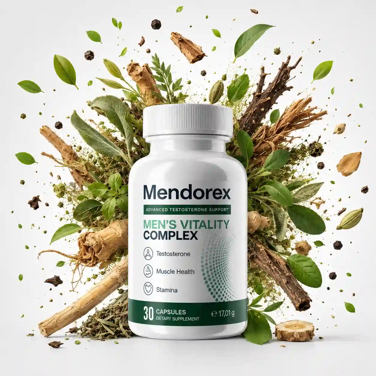 Mendorex Men's Vitality Complex Bottle and Capsules